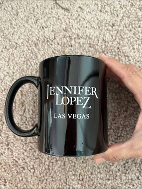 Jennifer Lopez Black Ceramic Las Vegas Logo Mug